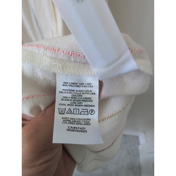 Loft White Multicolor Striped Maxi Dress - Size 6 - Picture 5 of 5